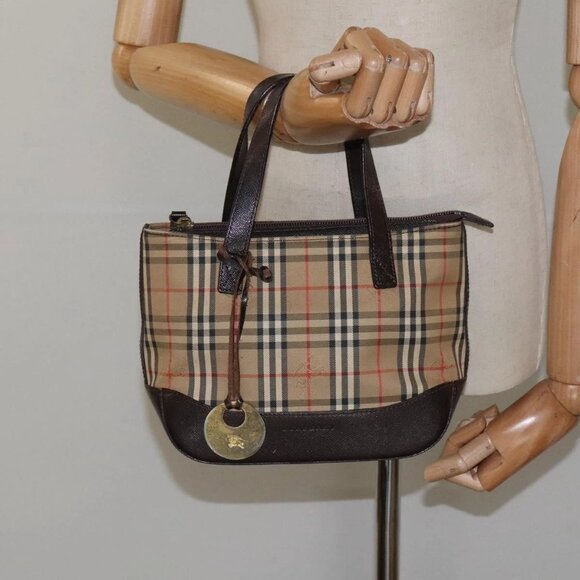 BURBERRY Nova Check Hand Bag Canvas Beige Auth 120467 - Picture 14 of 16